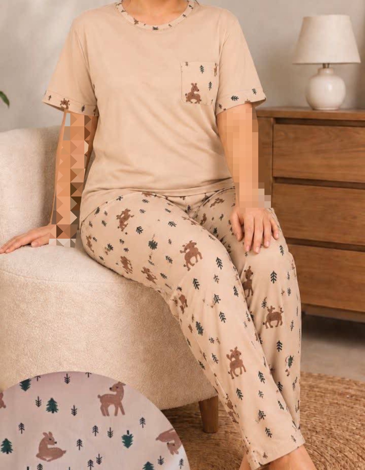 ست تیشرت و شلواربلند راحتی زنانه کد2209 نخ پنبه